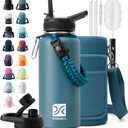 DYSANKY Insulated Water Bottle | Thickened Stainless Steel Vacuum Metal | Portable Sports Water Jug for Gym and Hiking with Straw, Carrier Bag, Handle Strap | BPA-Free 32 oz (Indigo)