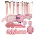 Makeup Brush Set, 42Pcs Makeup Tool Set Premium Synthetic Foundation Powder Concealers Eye Shadows Blush Makeup Brushes Kit with Makeup Sponge, Powder Puffs for Beginner & Professional