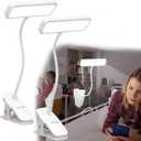 Retisee 2 Pack Dorm Room Essential Clip on Reading Light for Bed Headboard Desk Lamp 3 Color 3 Brightness College Flexible Gooseneck Book Light with Clamp for Bunk Makeup