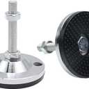 Mcredy Leveling Feet M14 Thread Adjustable Feet Levelers Carbon Steel Black Silver 1100LB Capacity Leveling Feet Heavy Duty D100xM14x100 Pack of 2