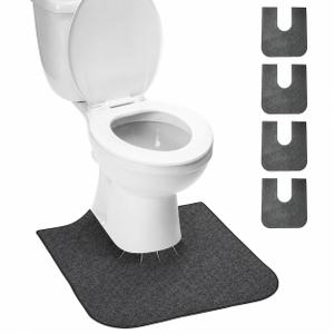 Toilet Rugs U Shaped Washable,Toilet Mat U Shape for Bathroom, 4 Pack, Dark Gray|Adjustable Inner Ring for Custom Fit and Prevents Shifting,Crease-Free Package,Non Slip Washable