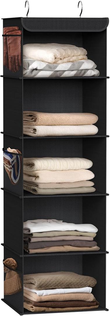Simple Houseware 5 Shelf Hanging Closet Organizer, Black