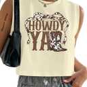 Western Cowboy Crop Tank Top Women Vintage Graphic Cowgirl Tees Country Concert Tshirt Casual Sleeveless Crop Tops (XXL)