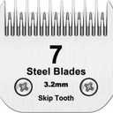 7 Skip Tooth Blades,Detachable Pet Dog Grooming Steel Blade Compatible with Andis,Oster A5,Wahl KM10 Series Clippers,Cut Length 1/8-Inch (3.2mm)