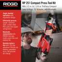 RIDGID 78208 RP 251 Compact Press Tool Battery Kit with ProPress Rings and Jaws (1/2" to 1-1/4") and C1 Actuator, In-Line Pressing Tool for Copper, Stainless Steel, PEX, and Carbon Steel
