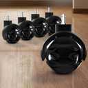 Office Chair Caster Wheels for Carpet Set of 5 -Replacement for Office Chairs Mat Safe for All Floors Including Hardwood - 2-Inch Rubber Replacement - Smooth & Silent Universal Size (11x22 mm) -Black