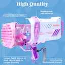 Sloosh Bubble Machine Gun W/Solution for Kids Ages 4-8, Light-Up Bazooka Rocket Shape Bubble Guns Blaster for Outdoor, Summer Toys Gifts, Party, Wedding, Easter (Purple)