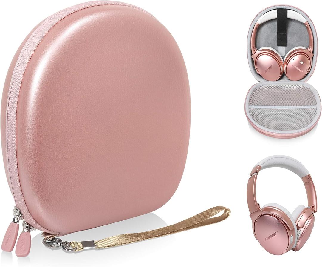 CaseSack Headphone Case for Bose QuietComfort QC45, QC35II, QC35, QC25, QC15, QC3, QC2, Around-Ear AE2w, AE2i, AE2, TP-1, SoundLink On-Ear, OE, OE2, OE2i (Rose Gold)