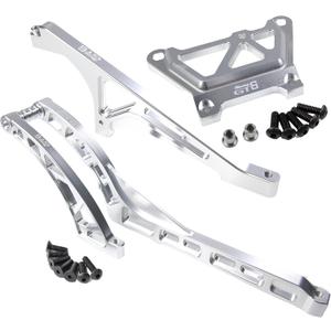 CNC Aluminum Top Plate Front Rear Chassis Brace Bracket Set for 1/5 RC Car LOSI Desert Buggy DBXL-E 2.0 Upgrade Part (Top Plate+Front Rear Brace Silver)