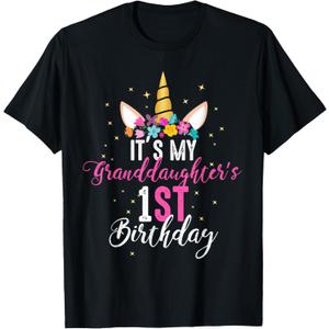 Its My Granddaughters 1st Birthay Girl Unicorn Birthday T-Shirt 2XLT
