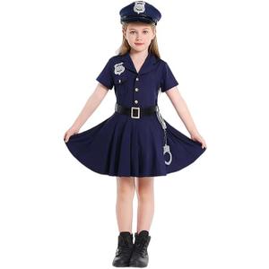 EVGVAT Dress Up Police Officer Costume Kids Cop Uniform for Girls size 4-6 years old