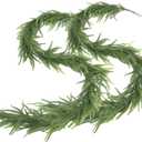 6ft Christmas Norfolk Pine Garland, 2Pcs Artificial Christmas Greenery Garland for Mantel Fireplace Table Wall Stair Window Outdoor Indoor Holiday Decorations 2pcs
