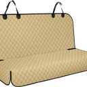 Backseat Cover for Dogs, Waterproof and Non-Slip Pet Bench Seat Covers, Car Seat Protector for Back Seat, Universal Size Rear Car Seat Cover Fits Cars, Trucks and SUVs, L-Khaki&Black