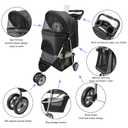 Pet Strollers for Small Medium Dogs & Cats, 3-Wheel Dog Stroller Folding Flexible Easy to Carry for Jogger Jogging Walking Travel with Sun Shade Cup Holder Mesh Window (Black)
