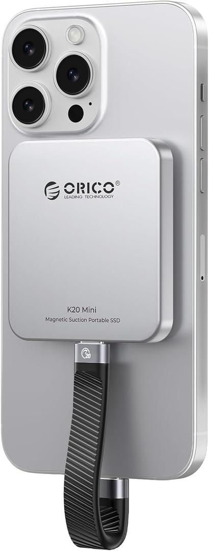 ORICO 1TB Magnetic External SSD, Aluminum Alloy, Up to 2000MB/s, 4K 120Hz ProRes HDR Record and Store, External Solid State Drive, Compatible with iPhone 16 Pro Max, Tablet, Computer - K20MINI