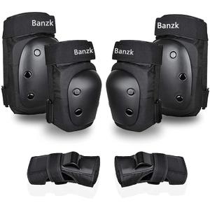 Adult/Child Knee Pads Elbow Pads Wrist Guards 3 in 1 Protective Gear Set for Skateboarding Inline Roller Biking Roller Skating Cycling Outdoor Sports Black XL