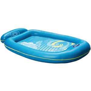 Aqua Comfort Pool Float Lounge Inflatable Pool Floats for Adults with Headrest and Footrest Bubble Waves, Blue/Lime Waves Comfort Lounge