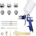 HVLP Spray Gun with Replaceable 1.4mm 1.7mm 2.0mm Nozzles Needle Cap Automotive Air Paint Sprayer Gun Kit with 600cc Capacity Cup for Car Primer,Furniture Surface Spraying,Wall Painting,Base Coatings