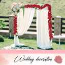 Daifunli 4 Pcs Red Artificial Rose Vine Hanging Faux Flowers Garland for Wedding Anniversary Birthday Party Background Arch Garden Home Wall Room Decor