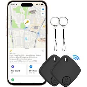 Air Tracker Tags 2 Pack - for iOS Only - Bluetooth Keys Finder Luggage Tracker Compatible with Apple Find My APP, Item Locator for Luggage, Backpack, Suitcases, Replaceable Battery (Black)