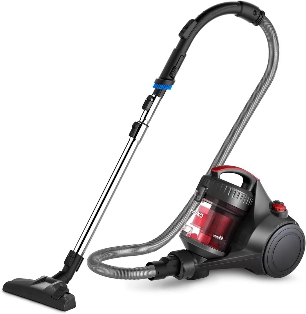 Eureka Bagless Canister Vacuum Cleaner, Lightweight Vac for Carpets and Hard Floors, Red, Whirlwind NEN110D (Red)