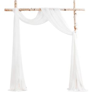 Floroom Wedding Arch Draping Fabric 2 Panels 20Ft White Chiffon Fabric Drapes Arbor Drapery Wedding Ceremony Reception Swag Decorations, 30"W x 240"L