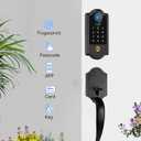 Smart Fingerprint Door Lock for Front Door – Keyless Entry Deadbolt with Handle Set, Digital Keypad, App Control, Auto Lock, Easy Install, Matte Black