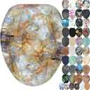 SANILO Wooden Toilet Seat with Soft Close [ELONGATED] - Decorative, Quiet & Slow Close Molded Wood Seat - With Strong Bumpers & Hinges - Adjustable Fit - Marble Brown