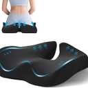 BRO Extra Large Orthopaedic Seat Cushion with Ice Silk Cover, Cooling Memory Foam, Ergonomic Seat Cushion, Coccyx Relief for Office Chair, Car and Wheelchair