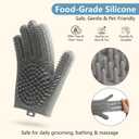 Pet Grooming Gloves for Cats & Dogs, Silicone Pet Hair Removal Glove for Bathing, Shedding & Massage, Gentle Cat & Dog Grooming Glove for Long & Short Hair PetsGrey-Large