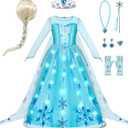 Spooktacular Creations Halloween Kids Ice Princess Dresses, Light-Up Princess Costume for Girls, Sequin Gown for Birthday (Medium(8-10 yrs))