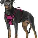 BARKBAY No Pull Dog Harness Large Reflective Dog Harness with Front Clip and Easy Control Handle for Walking Training Running with ID tag Pocket(Pink/Black,XL)