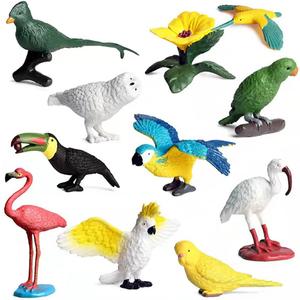 10 Pcs Simulated Bird Animals Parrot Model Figure Toys, Realistic Flamingo Birds Figurine Collection Playset Cake Toppers Gift for Kids Educational Toys