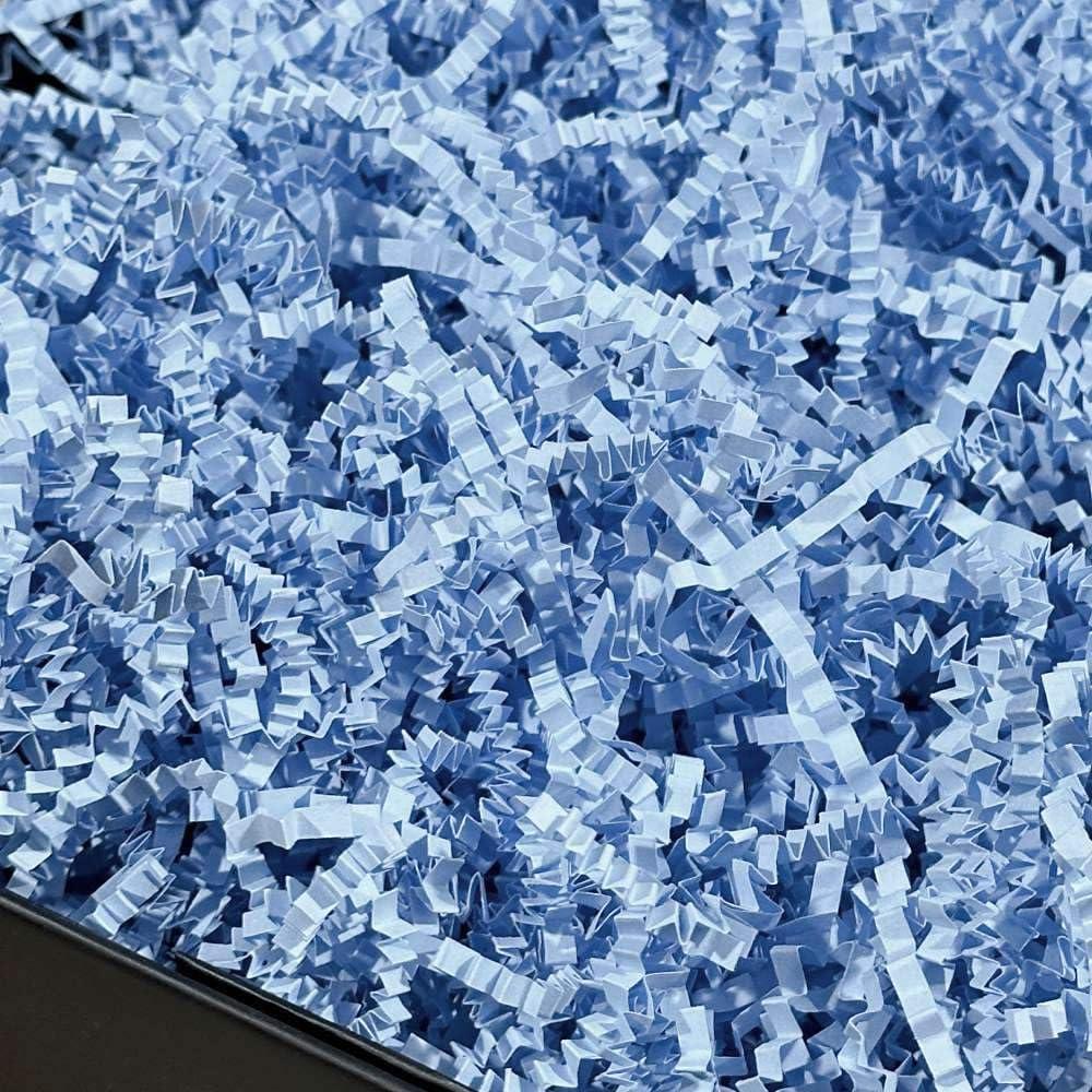 PLINJOY 4 OZ Light Blue Crinkle Cut Paper Shred Filler for Gift Basket Shredded Confetti Paper Box Stuffing Easter Basket Grass Gift Boxes Filler (1 count (Pack of 1))