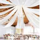 6 Panels White Ceiling Drapes for Wedding 5ftx45ft Arch Draping Fabric Sheer Curtains Voile Chiffon Drapery for Party Ceremony Stage Swag Decorations