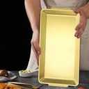 TIMCORR 2Pcs Food Serving Tray Set,12.6" 304 Stainless Steel Gold-Plated Rectangular Serving Platters with Slightly Raised Edges,Mirror Finish,Ideal for Desserts,Snacks,and Party Catering