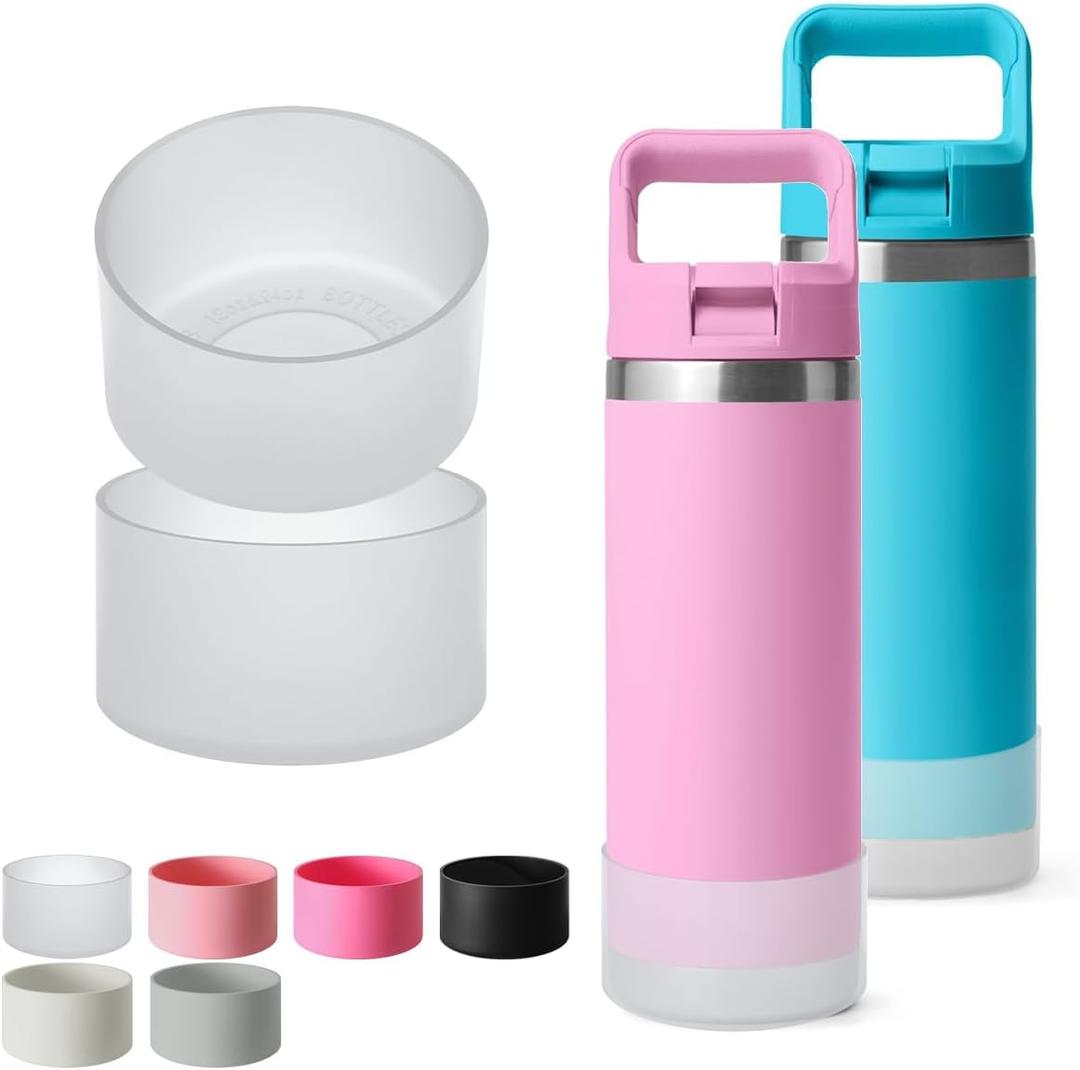 2 Pcs Silicone Protective Boot for Yeti 12/18 oz Bottle, 20/30 oz Tumbler, 20/25/30/35 oz Mug, Anti-Scratch, Anti-Deformation Bottom Protector Sleeve Cover for Yeti Rambler Bottle (Transparent & Transparent)
