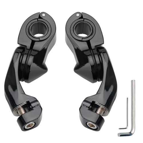 VG MOTO 1-1/4" Short Angled Highway Peg Mount Kit for Harley Touring Road King Street Glide Road Glide Electra Glide Softail Sportster Dyna, Motorcycle Highway Peg Mounts for 1.25" Engine Guards Black