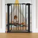 BABELIO 26-28.5 Inch Narrow Easy Install Baby Gate, Auto-Close Pet Gate for Small Stairs and Doorways, NO Drilling Pressure Mounted, NO Extensions, Black