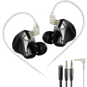 KZ Axas Gaming Earbuds Wired for PS4 PC Xbox PS5, Noise Isolation IEM for Gaming with Low Latency, Comfort-Fit Earphones for Laptop, Consoles and Mobile (Black, Nomic)