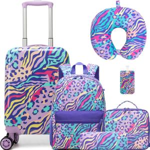 Kids Carry on Luggage Sets 5 Piece Rolling Suitcases for Girls Women with Wheels Toddler Hardshell Suitcase Set Airplane Approved