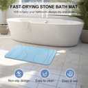 Stone Bath Mat, 2 Pack Diatomaceous Earth Shower Mat, Non-Slip Super Absorbent Quick Drying Bathroom Floor Mat, 24x15, Blue