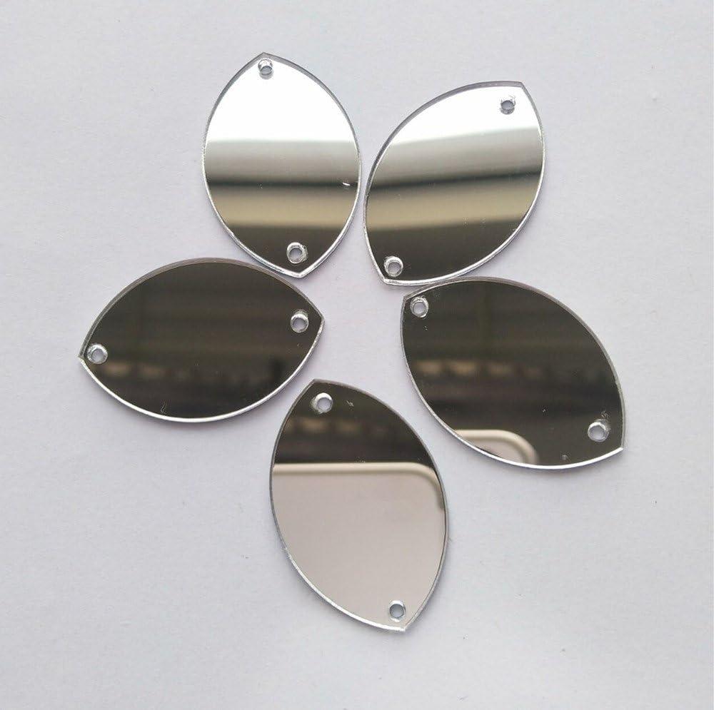 Sew On Water-Drop Shape Mirror Beads, DIY Mirrored Rhinestones for Costume Evening Dresses Cloth Garment Decoration Accessory (Silver)