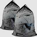 2 Pack Large Mesh Laundry Bags, 24" x 36" Heavy Duty Strong Drawstring Dirty Clothes Bags with Soft Breathable Net, Machine Washable Laundry Bag for College, Dorm, Camp, Travel and Family Use(Black)