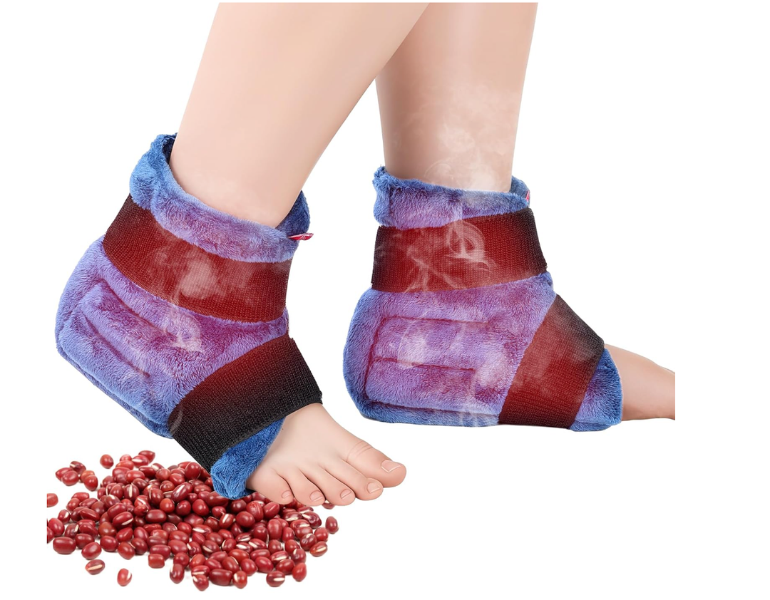 Comfytemp Ankle Foot Warmers for Feet Heating Pads Microwavable Heated Slippers, FSA Eligible HSA, Microwave Moist Heat Pads Ankle Heating Pad for Plantar Fasciitis, Get Well Items