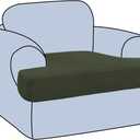 H.VERSAILTEX Stretch T Cushion Chair Sofa Slipcover T Cushion Covers for Living Room Armchair Couch Cover T Cushion Slipcover Seat Cover with Elastic Bands Thicker Jacquard Fabric, Olive