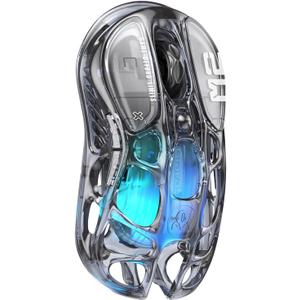 GravaStar Mercury M2 Wireless Gaming Mouse with 26,000 DPI, PAW3395DM Sensor -79g Lightweight Hollowed-Out Design -5 Programmable Buttons -5 Dynamic Lightsync RGB - Transparent Black