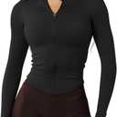 GYM RAINBOW Womens Snatched Workout Jackets Lightweight Zip Up Slim Fit Gym Track Athletic Jackets with Thumb Holes (Small, #1 Black)