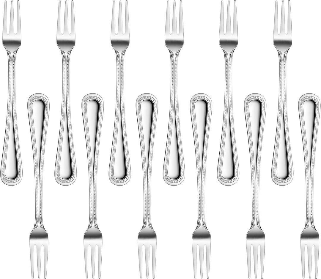 New Star Foodservice 58505 Bead Pattern 18/0 Stainless Steel, Oyster Fork 6-Inch Set of 12