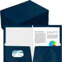 Yeaqee 100 Pack Folders Bulk with 2 Pockets Glossy Laminated Paper Folder First Day of School Presentation Letter Size Two Pocket File Portfolio Holder Back to School Items for Teacher Office (Navy)